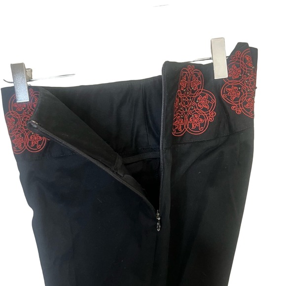 Anthropologie Elevenses Embroidered Black Slacks Size 6 Side Zip Straight Leg - Picture 4 of 16